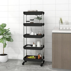 vidaXL 5-Tier Kitchen Trolley Rolling Storage Cart with Wheels Iron and ABS-7