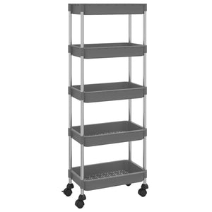 vidaXL 5-Tier Kitchen Trolley Rolling Storage Cart with Wheels Iron and ABS-19