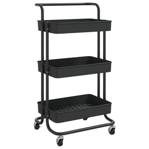 vidaXL 3-Tier Kitchen Trolley Rolling Storage Cart with Wheels Iron and ABS-20