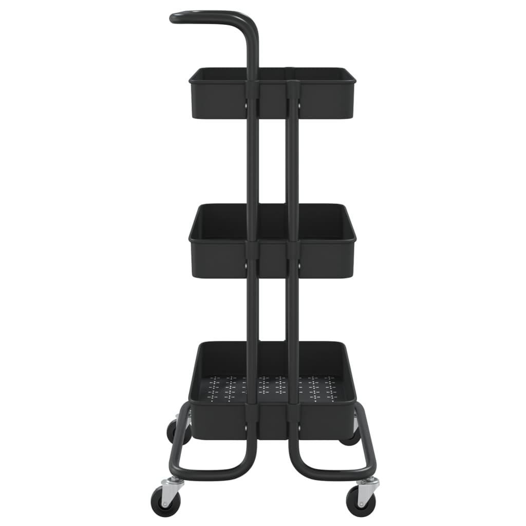 vidaXL 3-Tier Kitchen Trolley Rolling Storage Cart with Wheels Iron and ABS-25