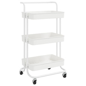 vidaXL 3-Tier Kitchen Trolley Rolling Storage Cart with Wheels Iron and ABS-7