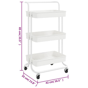 vidaXL 3-Tier Kitchen Trolley Rolling Storage Cart with Wheels Iron and ABS-19
