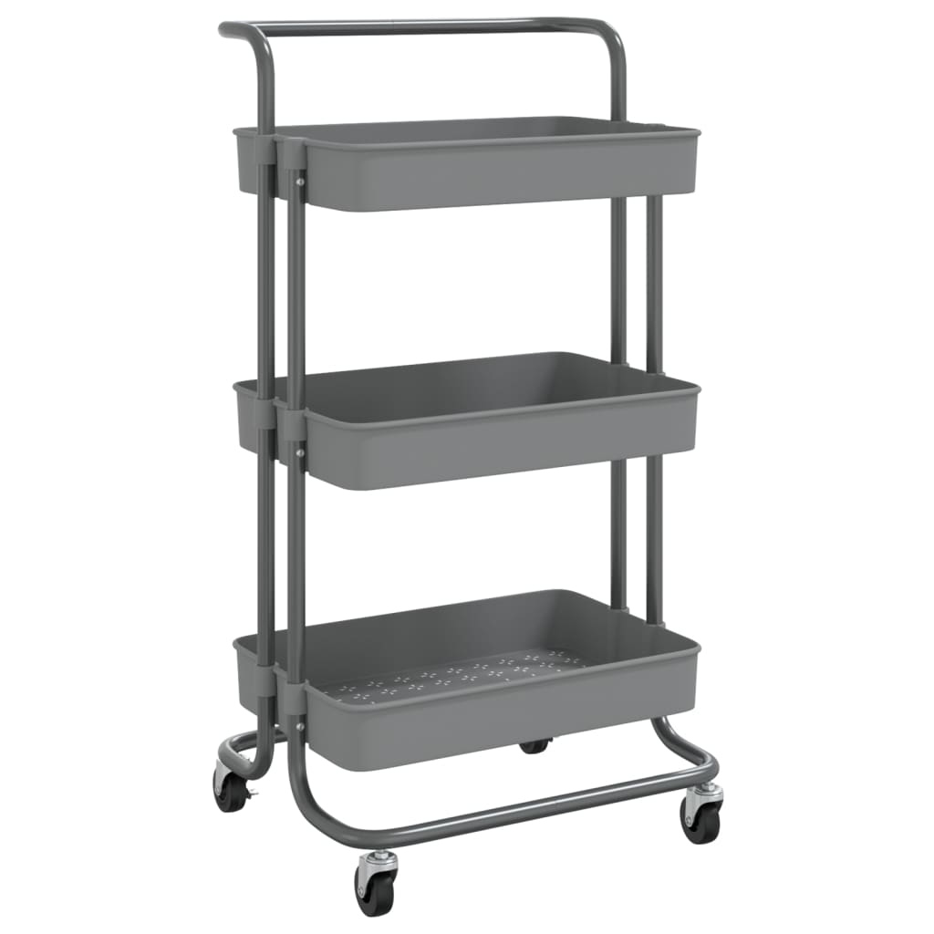 vidaXL 3-Tier Kitchen Trolley Rolling Storage Cart with Wheels Iron and ABS-29
