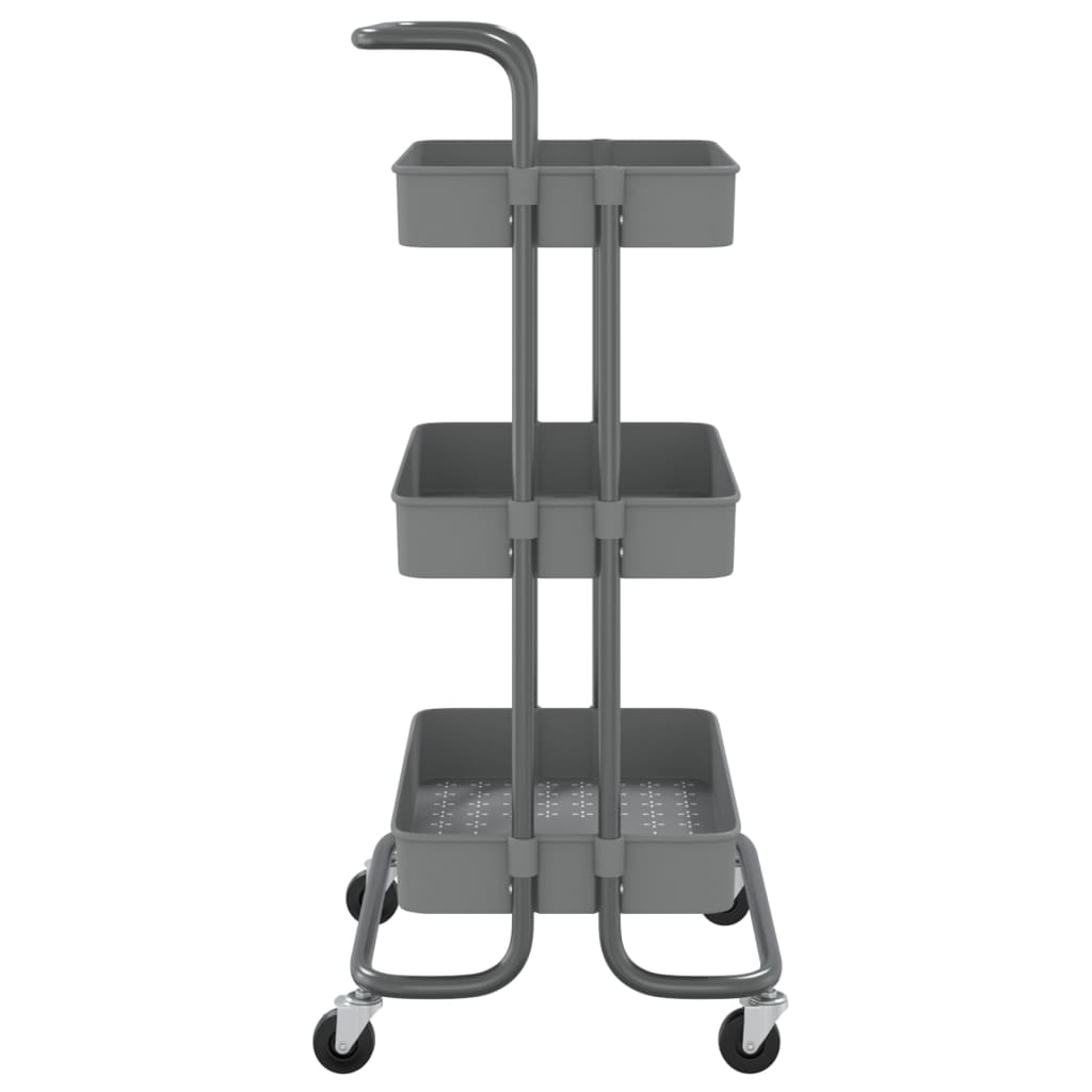 vidaXL 3-Tier Kitchen Trolley Rolling Storage Cart with Wheels Iron and ABS-4