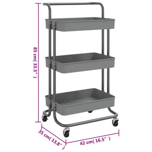 vidaXL 3-Tier Kitchen Trolley Rolling Storage Cart with Wheels Iron and ABS-10