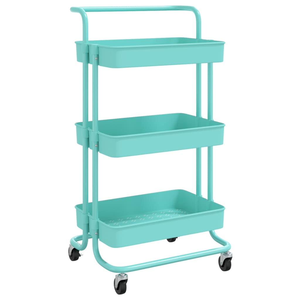 vidaXL 3-Tier Kitchen Trolley Rolling Storage Cart with Wheels Iron and ABS-12