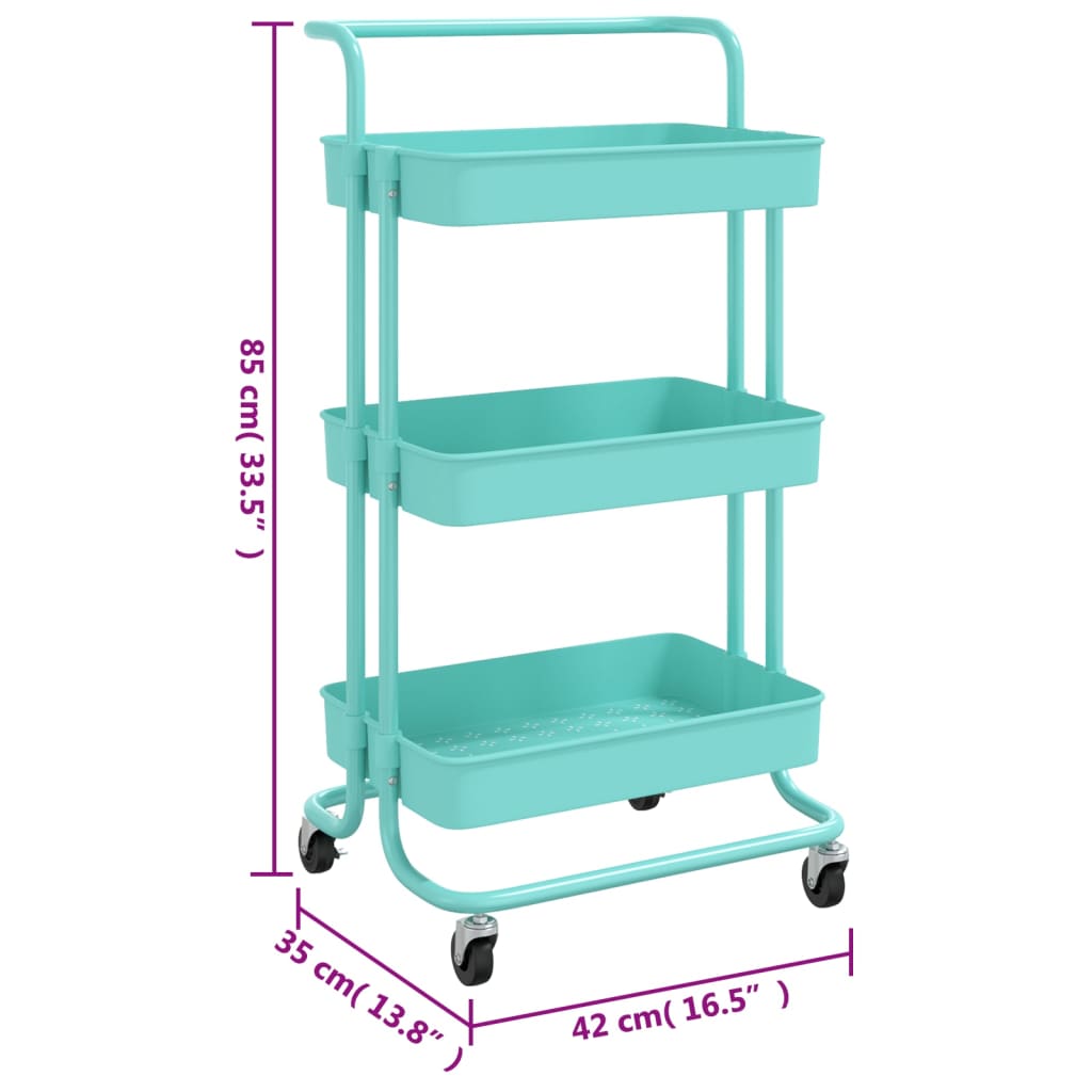 vidaXL 3-Tier Kitchen Trolley Rolling Storage Cart with Wheels Iron and ABS-5