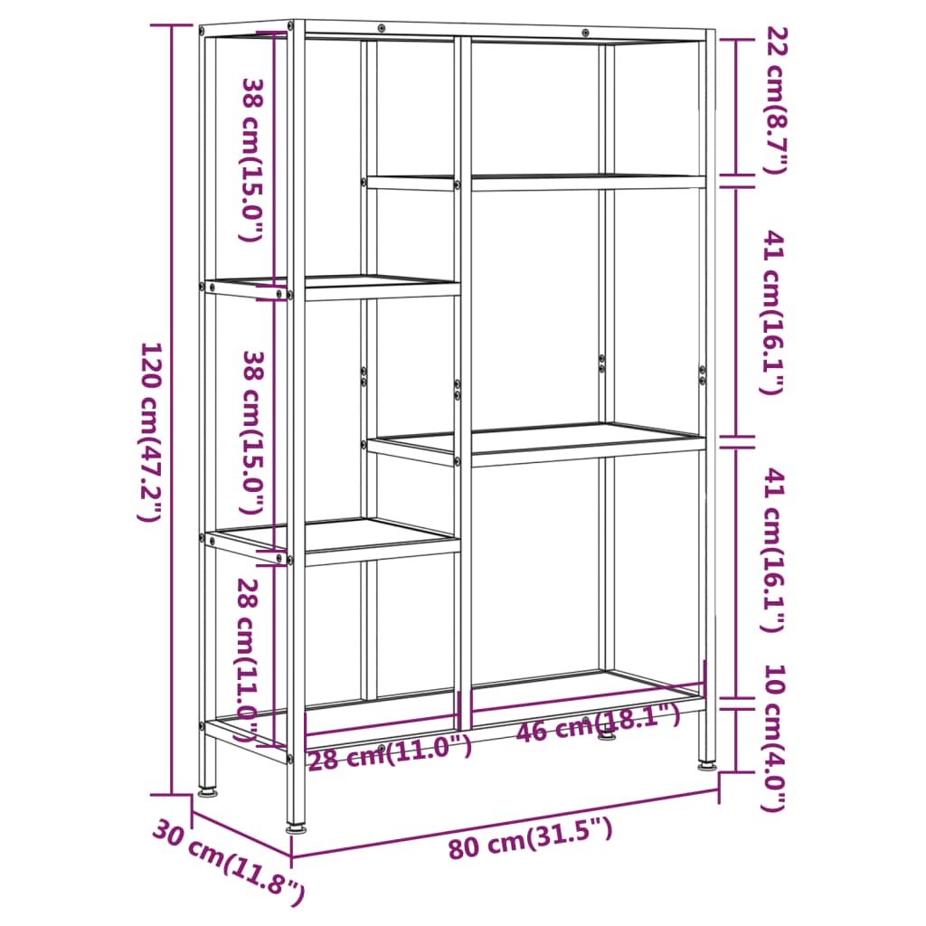 vidaXL Book Shelf Bookcase Storage Organizer Rack Steel and Engineered Wood-7