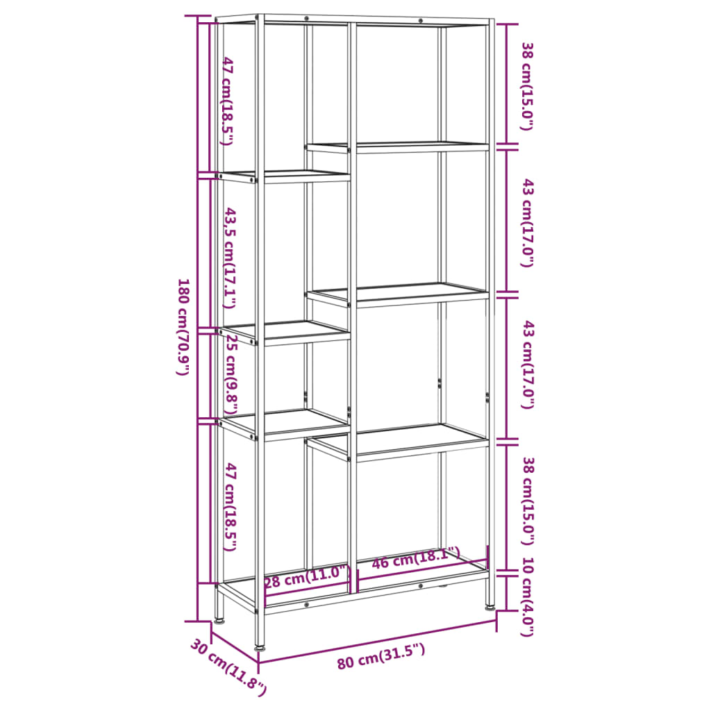 vidaXL Book Shelf Bookcase Storage Organizer Rack Steel and Engineered Wood-26