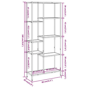 vidaXL Book Shelf Bookcase Storage Organizer Rack Steel and Engineered Wood-26