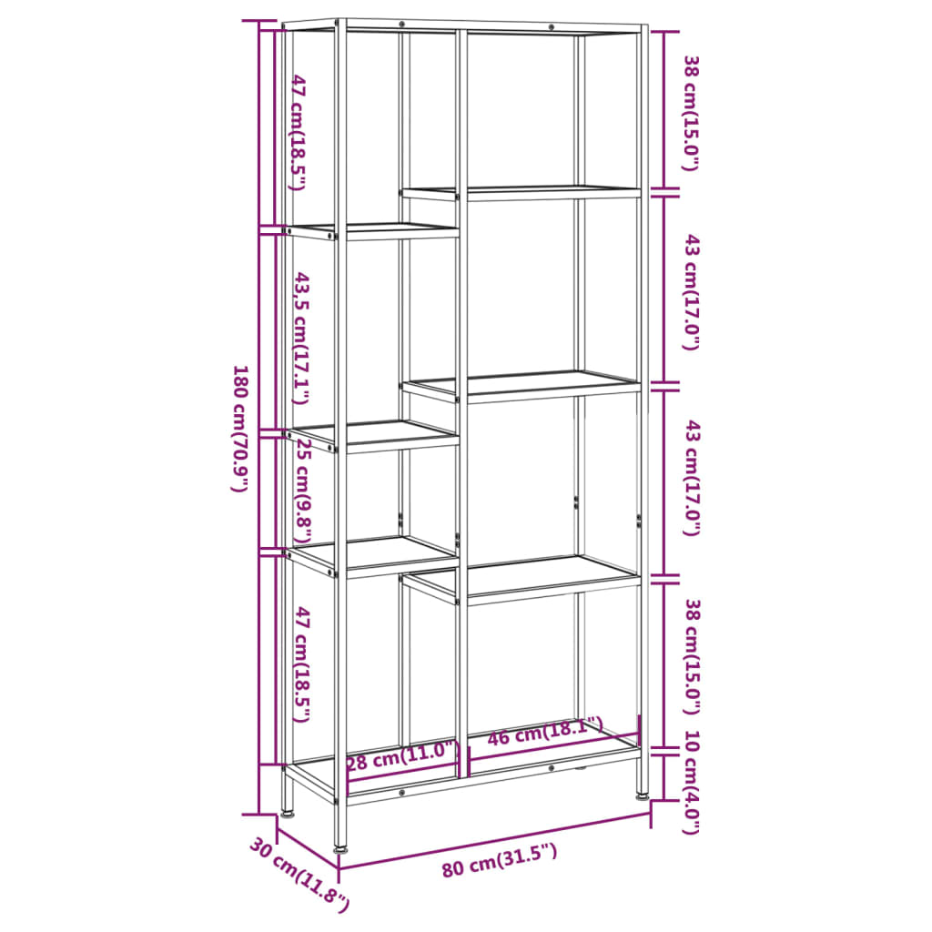 vidaXL Book Shelf Bookcase Storage Organizer Rack Steel and Engineered Wood-17