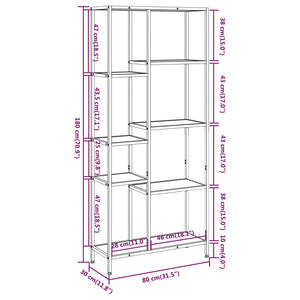 vidaXL Book Shelf Bookcase Storage Organizer Rack Steel and Engineered Wood-17