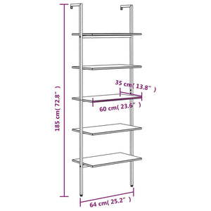 vidaXL 5-Tier Leaning Shelf Storage 5-Tier Bookshelf Rack for Living Room-16