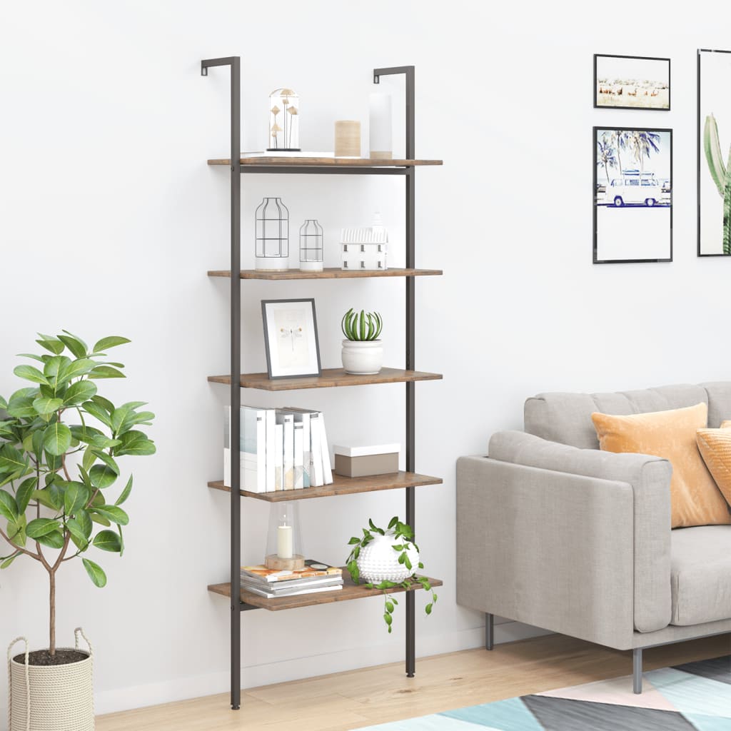 vidaXL 5-Tier Leaning Shelf Storage 5-Tier Bookshelf Rack for Living Room-2