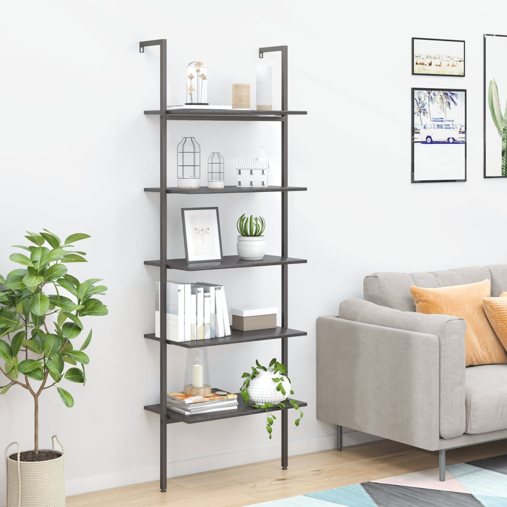 vidaXL 5-Tier Leaning Shelf Storage 5-Tier Bookshelf Rack for Living Room-6