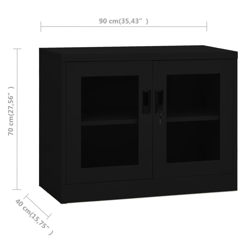 vidaXL Office Cabinet Anthracite 35.4"x15.7"x41.3" Steel-38