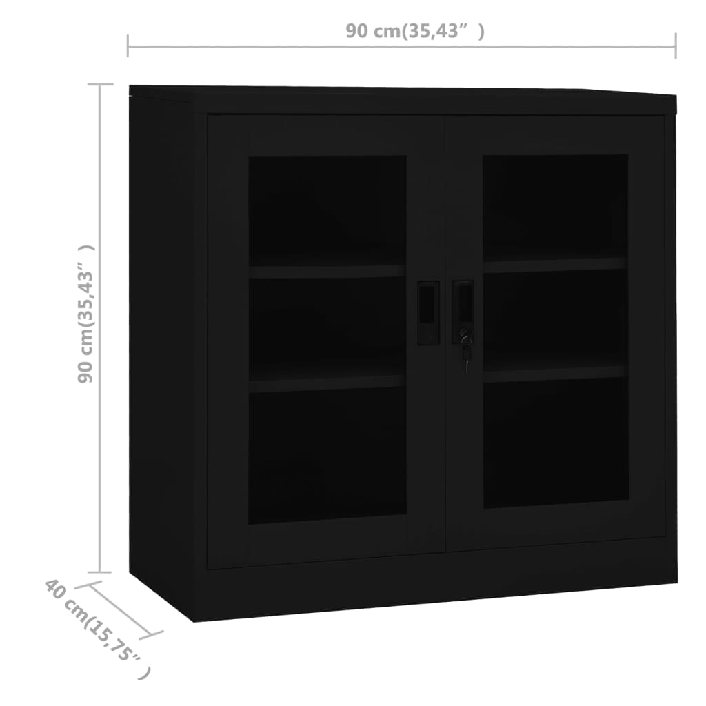 vidaXL Office Cabinet Anthracite 35.4"x15.7"x41.3" Steel-4