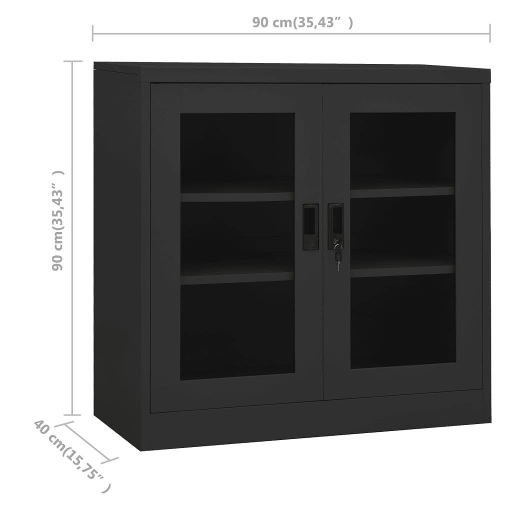 vidaXL Office Cabinet Anthracite 35.4"x15.7"x41.3" Steel-48