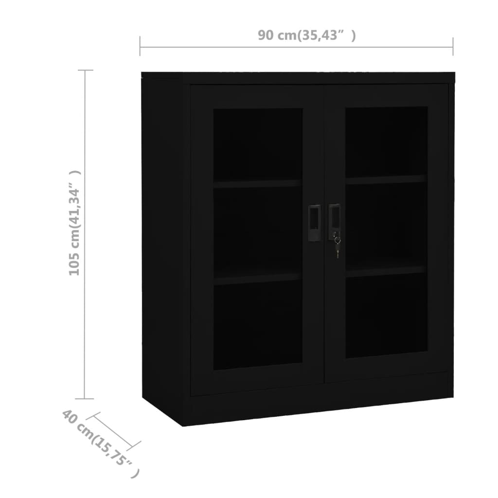 vidaXL Office Cabinet Anthracite 35.4"x15.7"x41.3" Steel-35