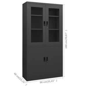 vidaXL Filing Cabinet Storage Cabinet Locker with Doors and Shelves Steel-3