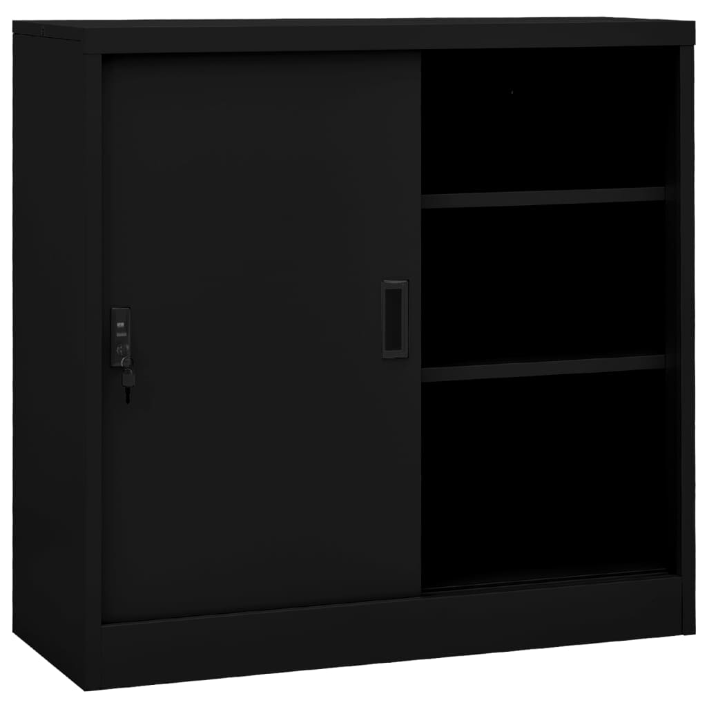 vidaXL Office Cabinet with Sliding Door Anthracite 35.4"x15.7"x35.4" Steel-16