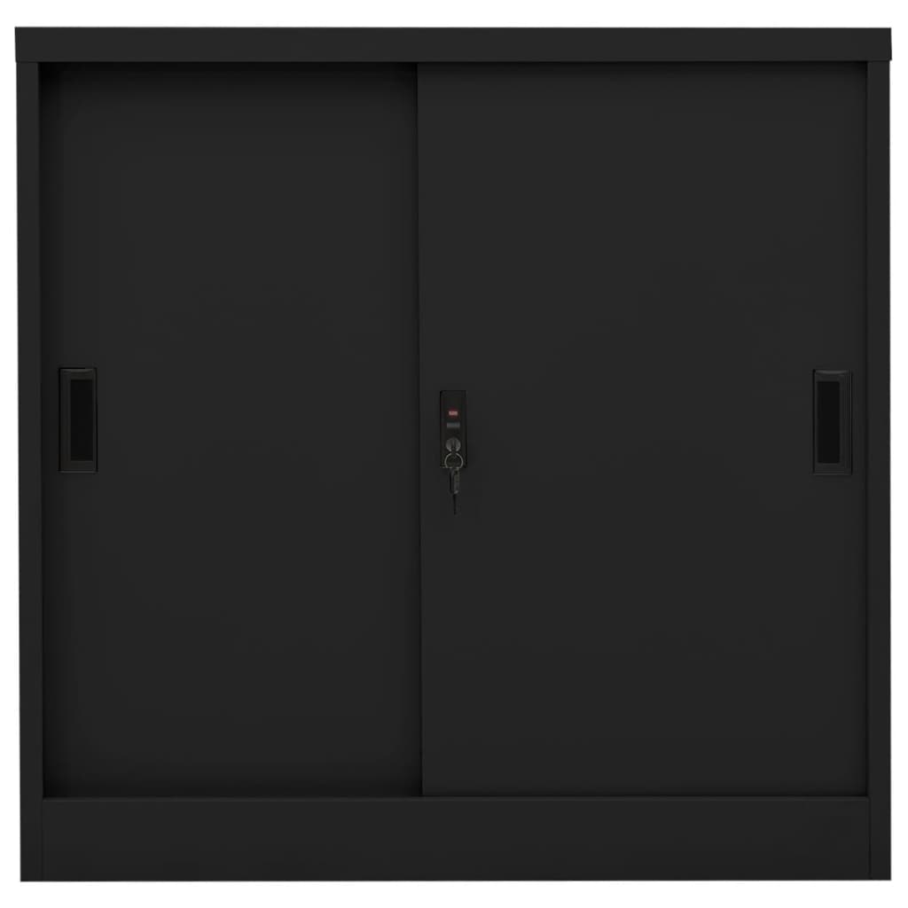 vidaXL Office Cabinet with Sliding Door Anthracite 35.4"x15.7"x35.4" Steel-11