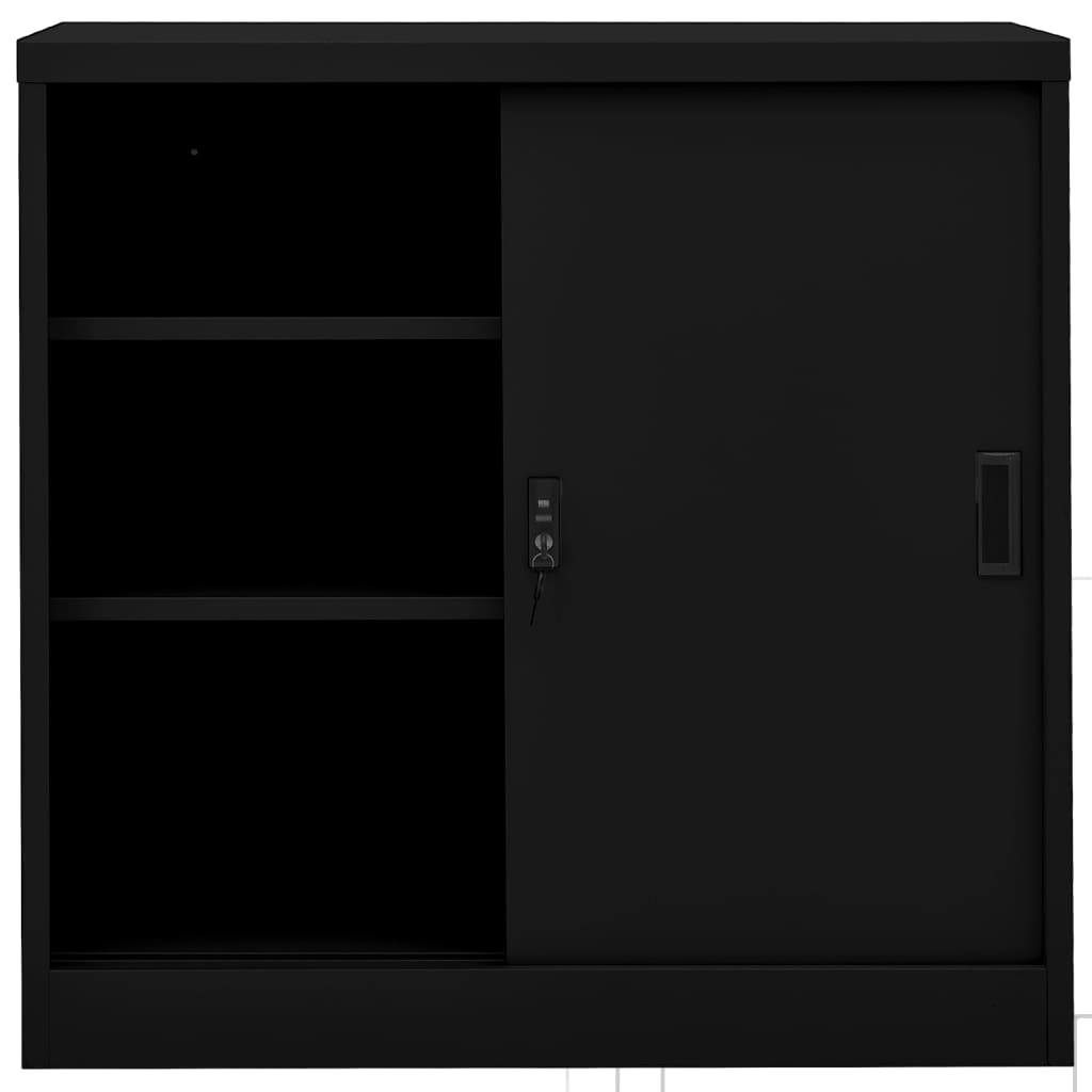 vidaXL Office Cabinet with Sliding Door Anthracite 35.4"x15.7"x35.4" Steel-20