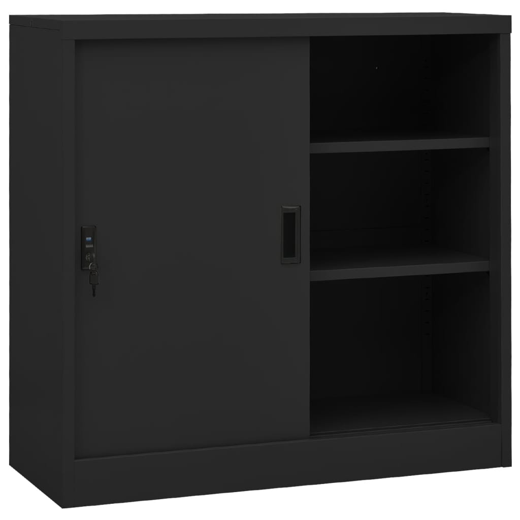 vidaXL Office Cabinet with Sliding Door Anthracite 35.4"x15.7"x35.4" Steel-25