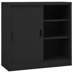 vidaXL Office Cabinet with Sliding Door Anthracite 35.4"x15.7"x35.4" Steel-25