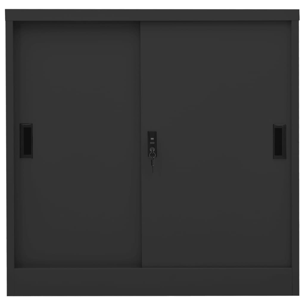 vidaXL Office Cabinet with Sliding Door Anthracite 35.4"x15.7"x35.4" Steel-23