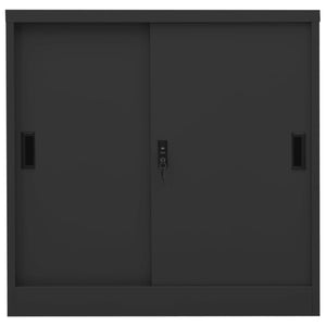 vidaXL Office Cabinet with Sliding Door Anthracite 35.4"x15.7"x35.4" Steel-23