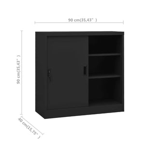 vidaXL Office Cabinet with Sliding Door Anthracite 35.4"x15.7"x35.4" Steel-8