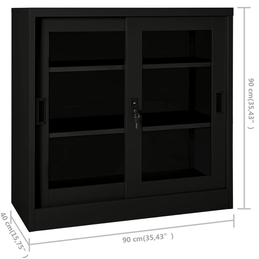 vidaXL Sliding Door Cabinet Anthracite 35.4"x15.7"x35.4" Steel-20