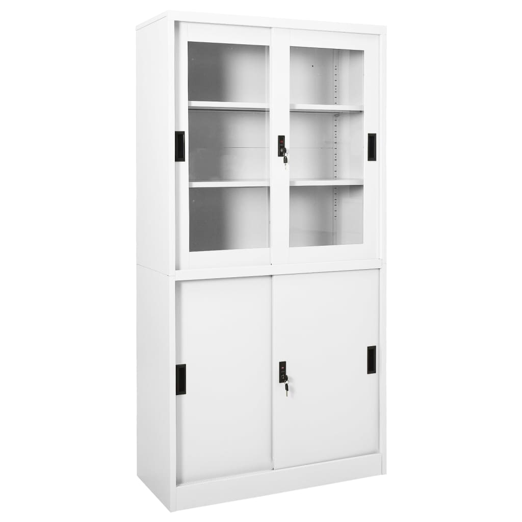 vidaXL Filing Cabinet Storage Office File Cabinet with Sliding Door Steel-0