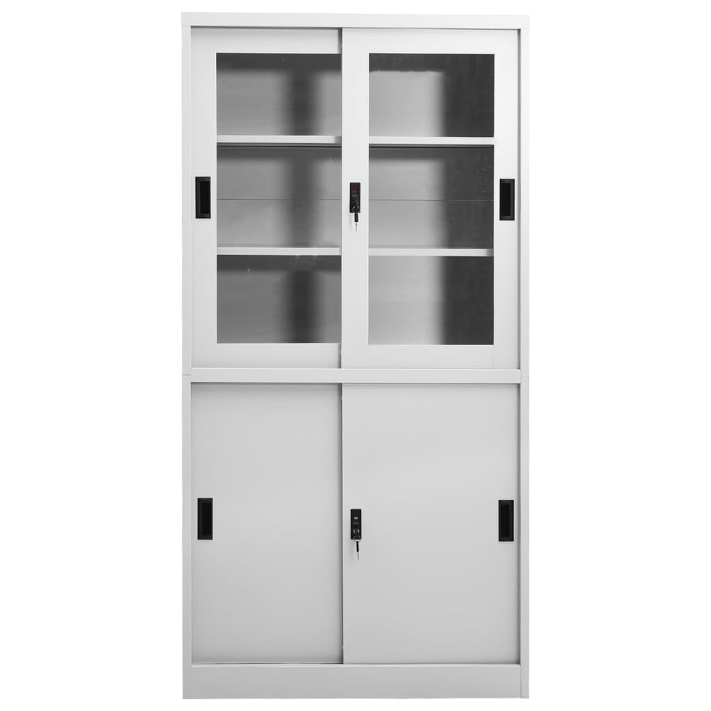 vidaXL Filing Cabinet Storage Office File Cabinet with Sliding Door Steel-8