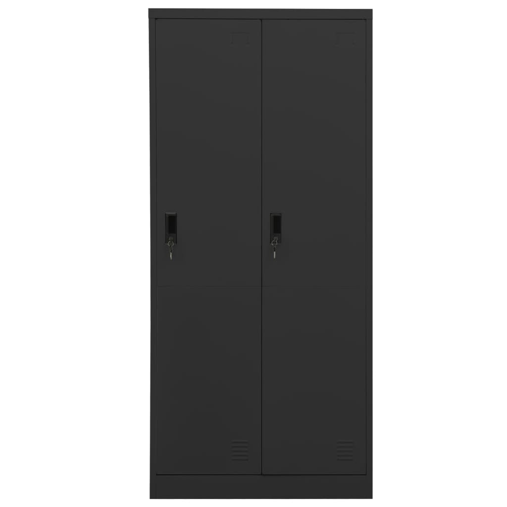 vidaXL Wardrobe Armoire Clothes Storage Closet with 2 Lockable Doors Steel-3