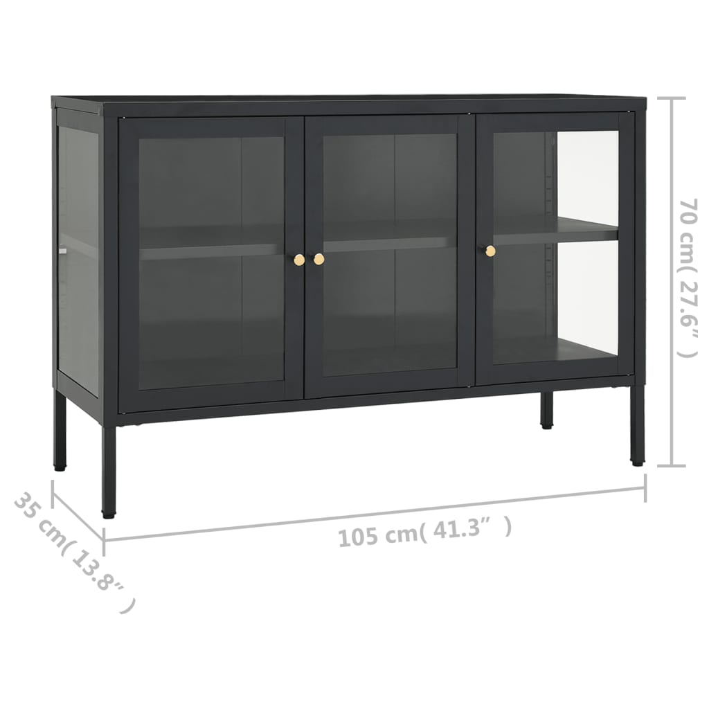 vidaXL Sideboard Steel and Glass Storage Highboard Furniture Multi Colors-9