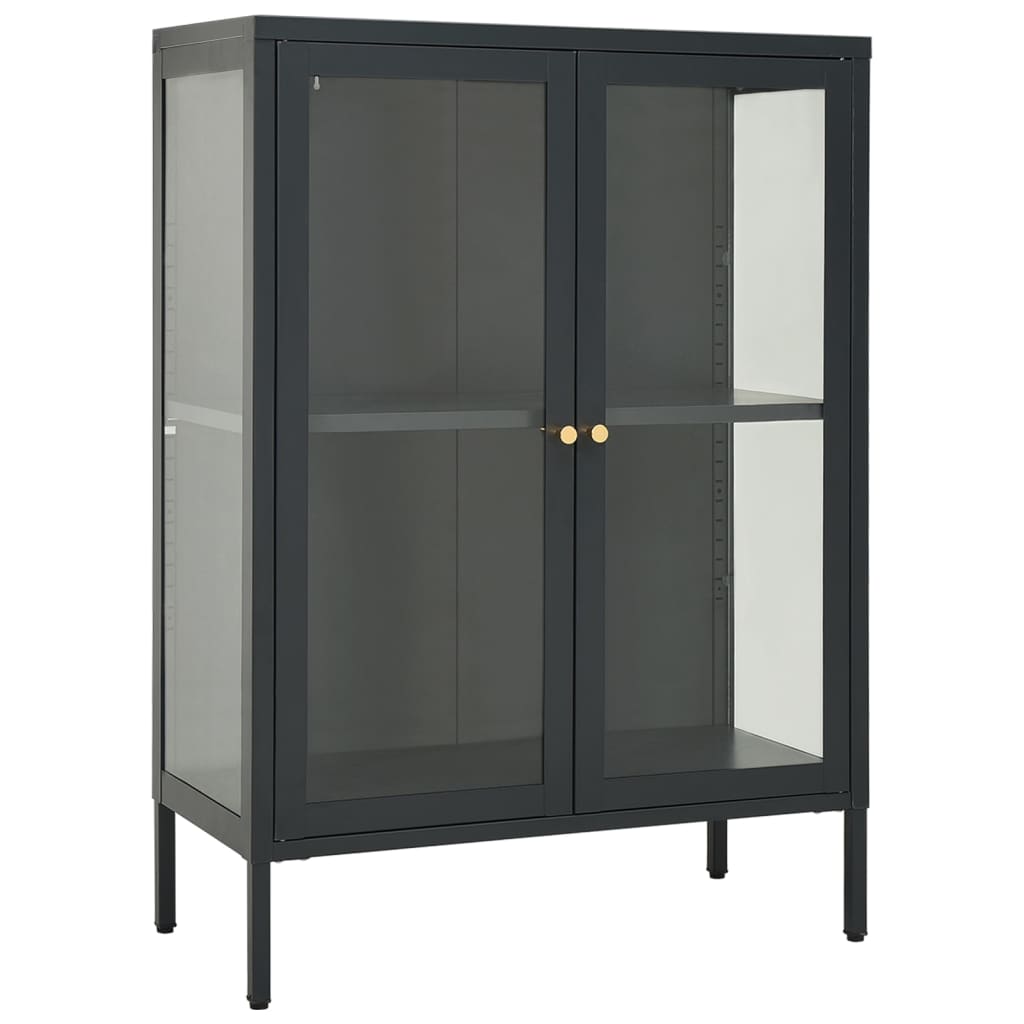 vidaXL Sideboard Storage Side Table for Living Room Bedroom Steel and Glass-0