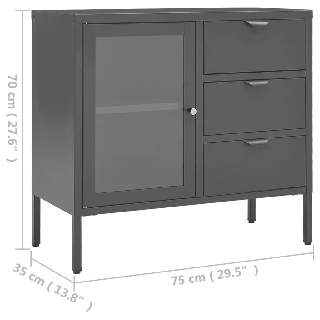 vidaXL Sideboard Side Table for Living Room Bedroom Steel and Tempered Glass-2