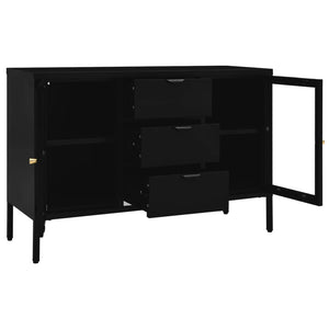 vidaXL Sideboard Side Table with Adjustable Shelf Steel and Tempered Glass-27