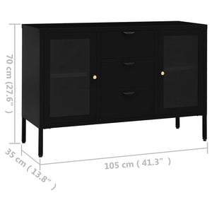 vidaXL Sideboard Side Table with Adjustable Shelf Steel and Tempered Glass-4