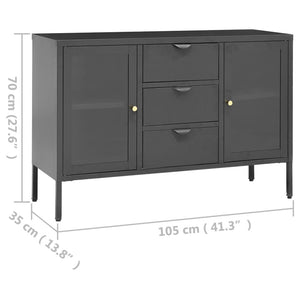 vidaXL Sideboard Side Table with Adjustable Shelf Steel and Tempered Glass-3