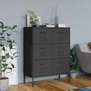 vidaXL Drawer Cabinet Freestanding Storage File Cabinet for Home Office Steel-25