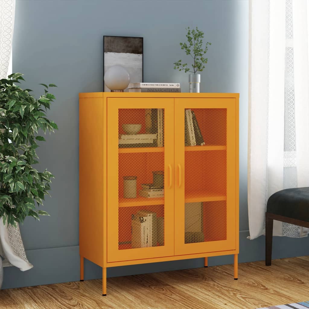 vidaXL Storage Cabinet Sideboard Filing Cabinet with Shelves for Hallway Steel-8