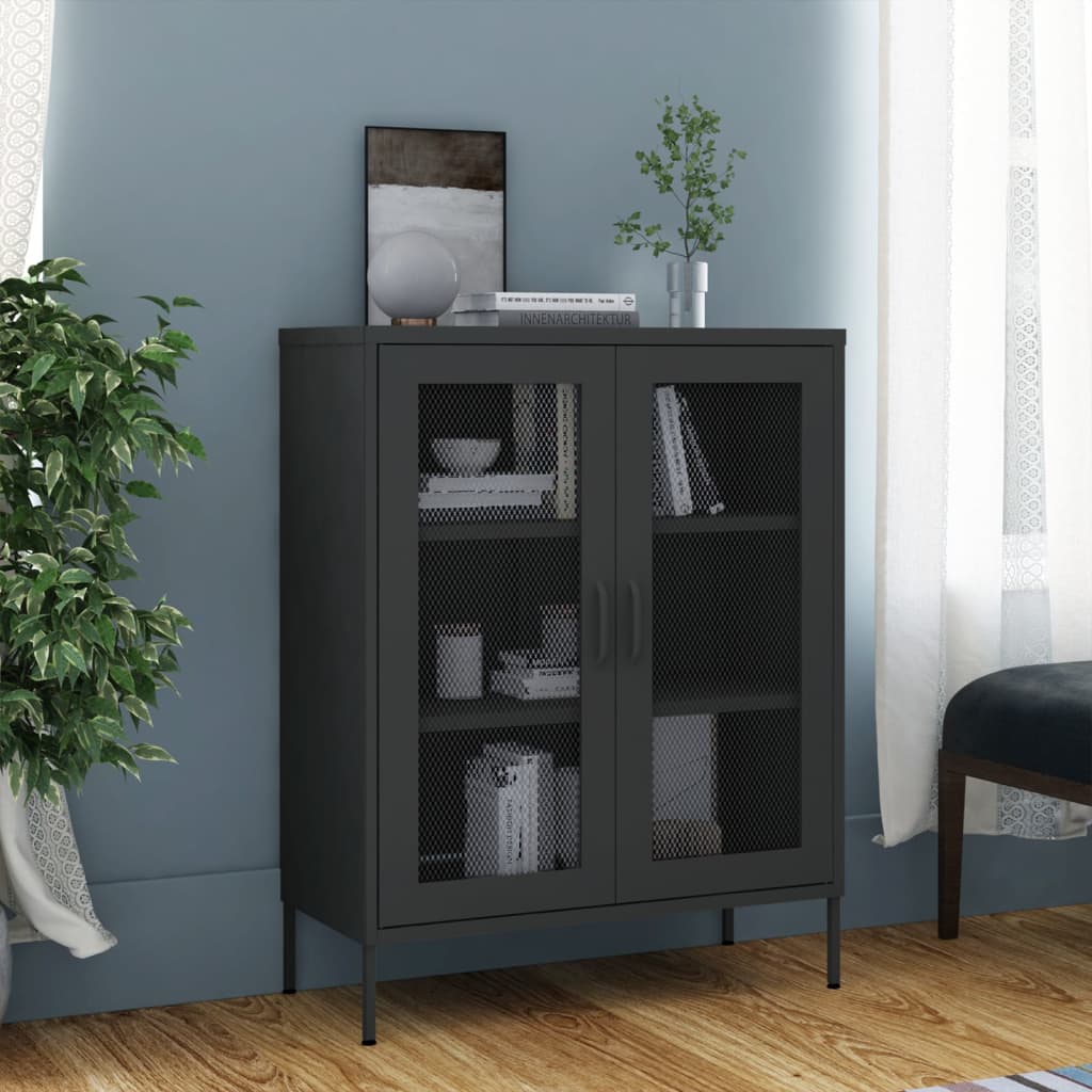 vidaXL Storage Cabinet Sideboard Filing Cabinet with Shelves for Hallway Steel-13