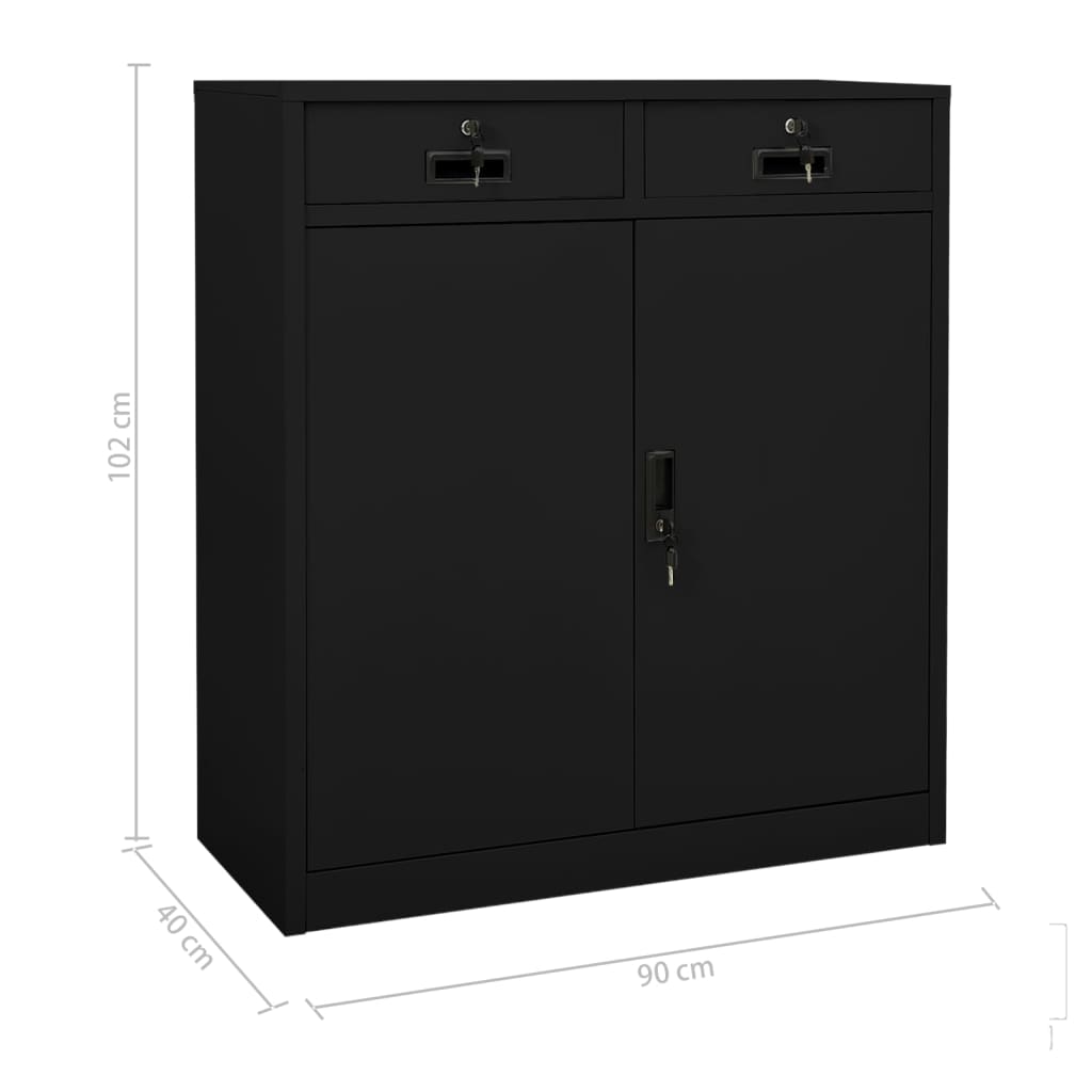 vidaXL Office Cabinet Anthracite 35.4"x15.7"x40.2" Steel-31