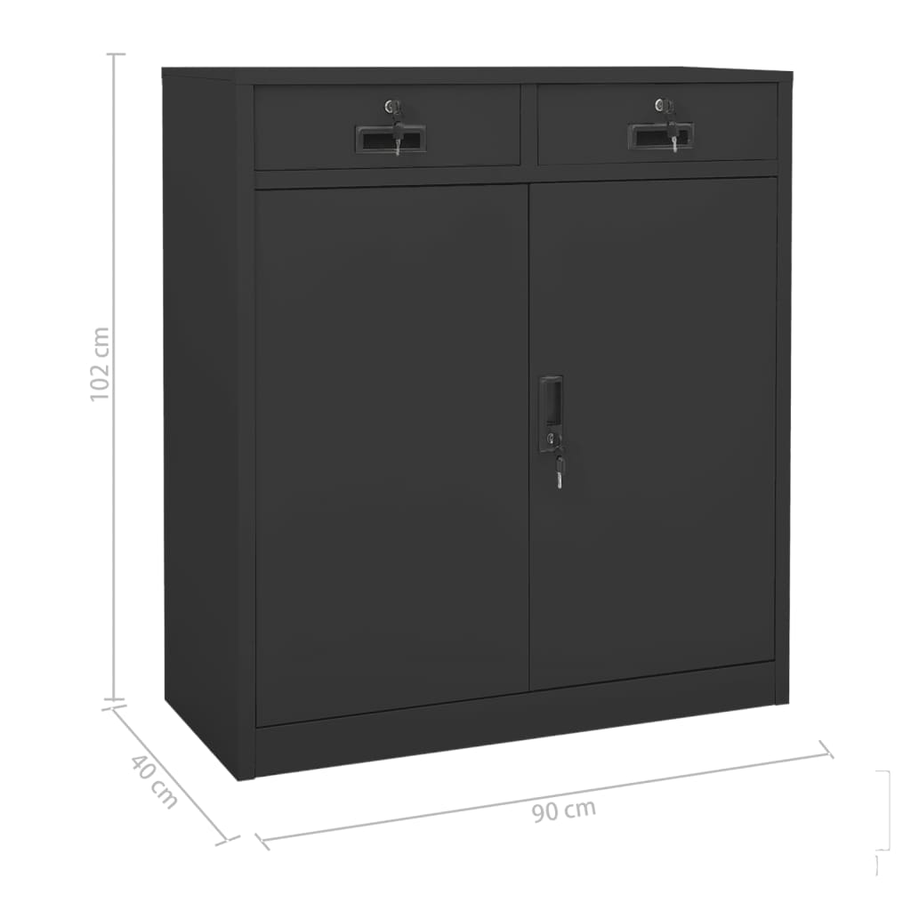 vidaXL Office Cabinet Anthracite 35.4"x15.7"x40.2" Steel-19