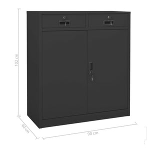 vidaXL Office Cabinet Anthracite 35.4"x15.7"x40.2" Steel-19