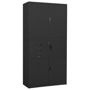 vidaXL Filing Cabinet Storage File Cabinet with Shelves for Living Room Steel-24