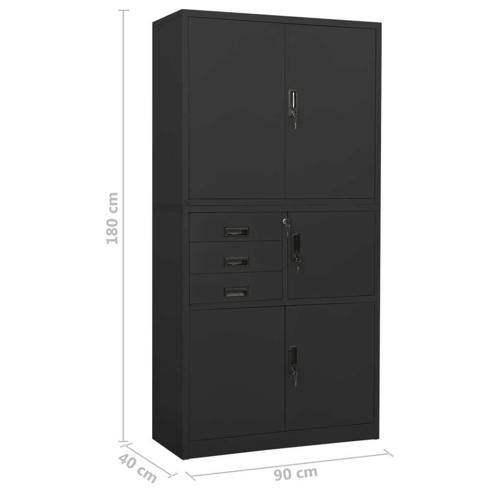 vidaXL Filing Cabinet Storage File Cabinet with Shelves for Living Room Steel-11